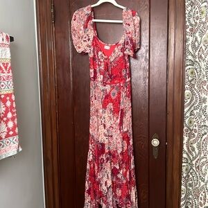 Free people dress red and flowers